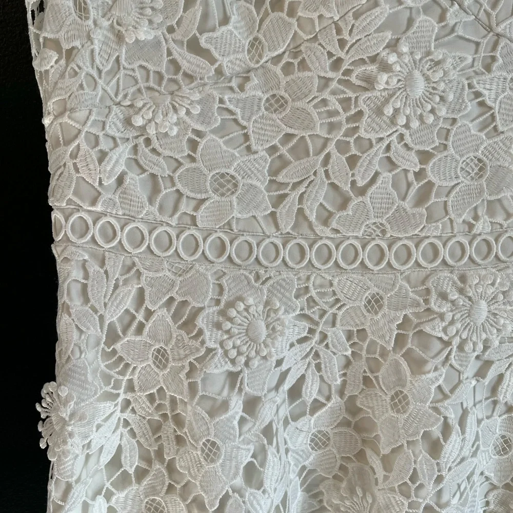 Shoshanna White Floral Lace Fit & Flare Dress Size 4 Romantic Wedding - Picture 4 of 12